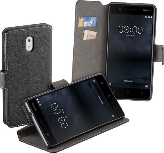 Luxe Y Wallet Bookcase Zwart Hoesje voor Nokia 3 | bol.com