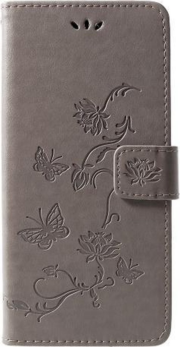Grijs vlinder agenda wallet case hoesje Samsung Galaxy A9 (2018)