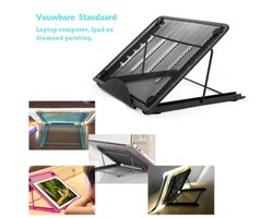 Universele Tablet & LED A4 Lightpad Diamond Painting & Kookboek Standaard - Bureau Tafel Houder Staander - Inklapbaar & Verstelbaar - Zwart