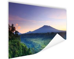 Indonesie Bali rijstvelden en vulkanen Poster 60x40 cm - Foto print op Poster (wanddecoratie)