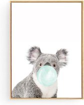 Postercity - Design Canvas Poster Koala Hoofd met Groene Kauwgom / Muurdecoratie / 40 x 30cm / A3