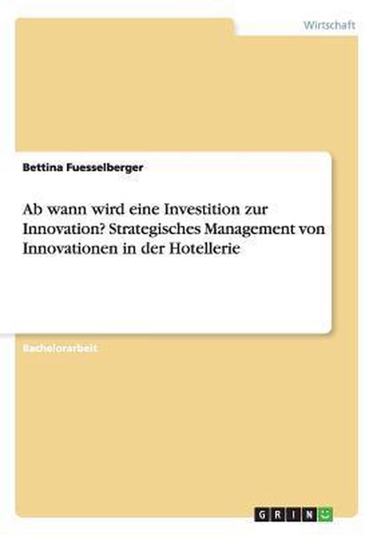 AB Wann Wird Eine Investition Zur Innovation? Strategisches  ... - cover