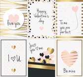Valentijnskaarten - Set van 6 x Wenskaart - Valentijn en Liefde