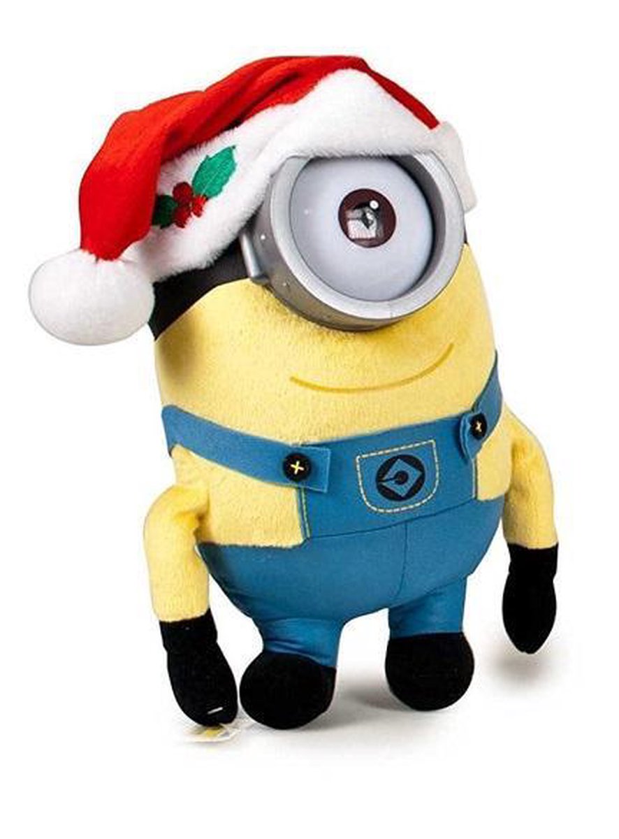 Pluche Minion kerst knuffel Stuart 28cm