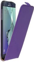 Paars lederen flip case Samsung Galaxy S6 Edge Plus case Telefoonhoesje