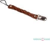 Fopspeenkoord gevlochten leer bruin | Leather Braid