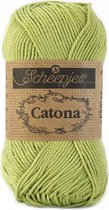 Scheepjes Catona - 512 Lime. PAK MET 10 BOLLEN a 50 GRAM.  INCL. Gratis Digitale vinger haak en brei toerenteller