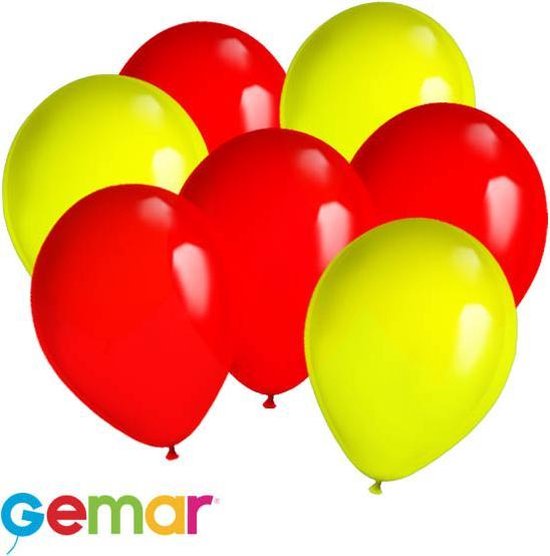 30x Ballonnen Geel en Rood (Ook geschikt voor Helium)