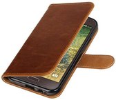 Zakelijke Book Case Telefoonhoesje Geschikt voor de Samsung Galaxy E5 - Portemonnee Hoesje - Pasjeshouder Wallet Case - Bruin