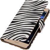 Zebra Bookstyle Wallet Case Hoesjes voor Huawei Honor V8 Wit
