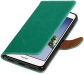 Zakelijke Book Case Telefoonhoesje Geschikt voor de Huawei Honor 5A / Y6 II - Portemonnee Hoesje - Pasjeshouder Wallet Case - Groen