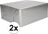 2x Inpakpapier zilver 70 x 200 cm - kadopapier / cadeaupapier