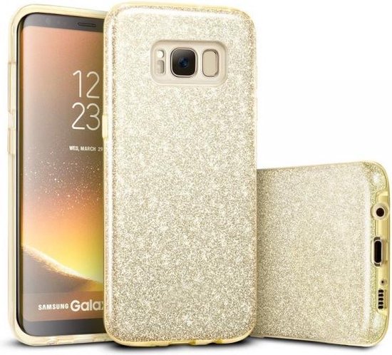 HB Hoesje voor Samsung Galaxy S8 Plus - Glitter Back Cover - Goud | bol.com