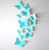 3D Vlinders - Muurdecoratie - Effen Blauw