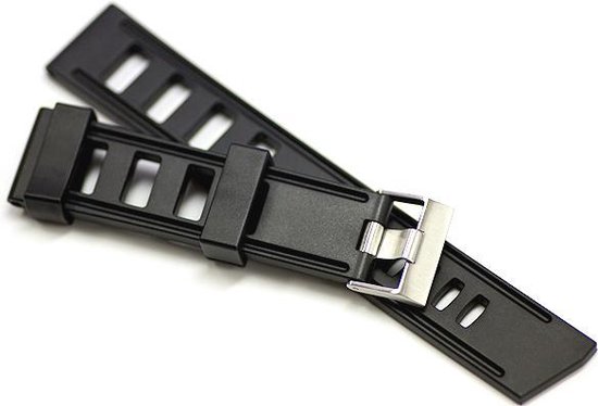 Horlogeband Diver Rubber Zwart - 22mm | bol.com