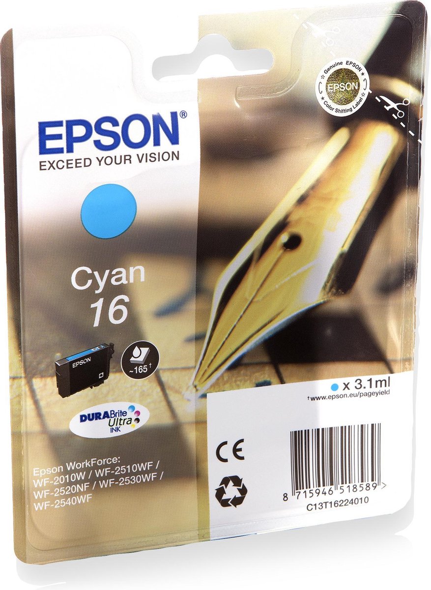 Epson 16 (T1622) - Inktcartridge / Cyaan