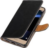 Pull Up TPU PU Leder Bookstyle Wallet Case Hoesjes voor Huawei Honor V8 Zwart