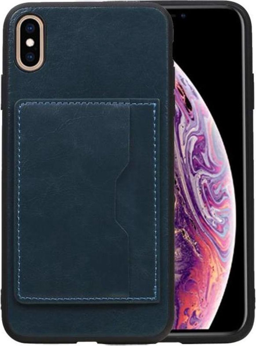 Staand Back Cover 1 Pasjes voor iPhone XS Max Navy