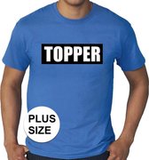 Toppers Grote maten Topper  in kader shirt heren blauw  / Blauw Topper t-shirt plus size heren XXXXL
