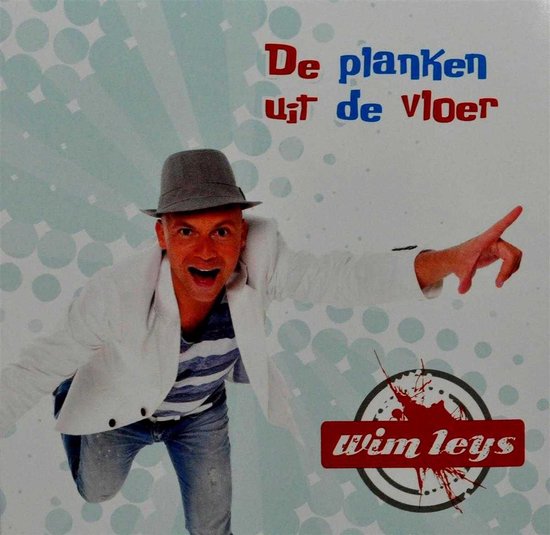 Man met gestreepte shirt, witte jas, jeans en grijze hoed, wijzend met zijn vinger