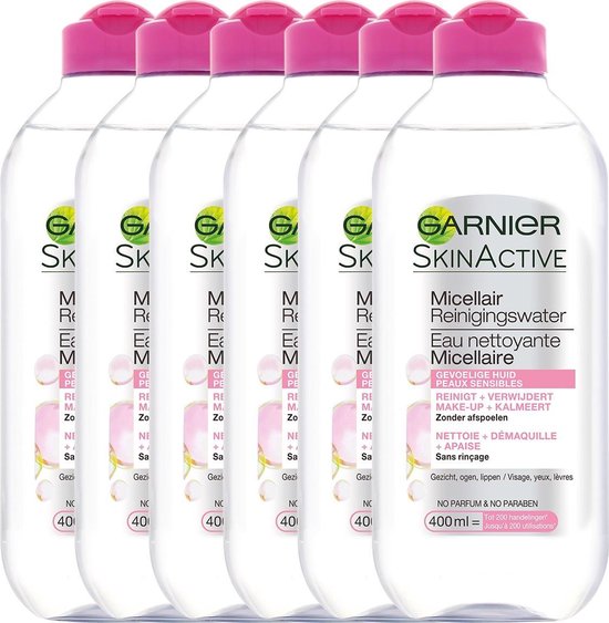 Garnier SkinActive Micellair Reinigingswater voor de Gevoelige Huid – Milde Gezichtsreiniging – Zachte Make-Up Remover - 6 x 400ml