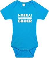 Blauw Hoera ik word grote broer rompertje voor jongens - Zwangerschapsaankondiging 68