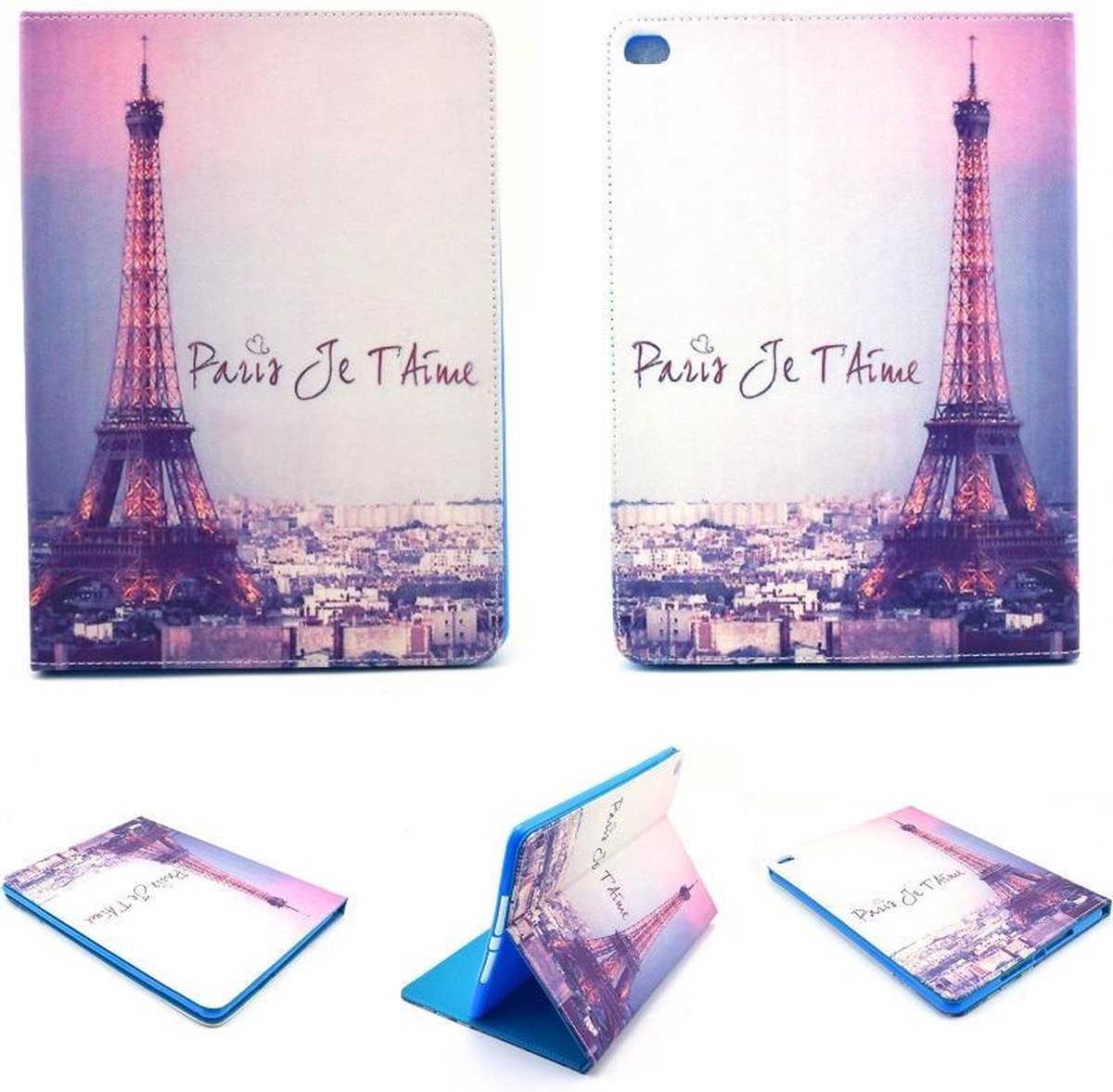 iPad Air 2 - Design Smart Book Case hoesje Bookcase Cover - Eiffeltoren afbeelding Paris je t'aime