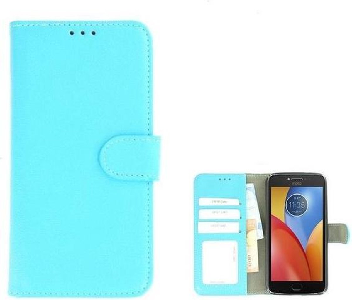 Wallet bookcase turquoise fashion hoesje Geschikt voor Motorola Moto E4 Plus