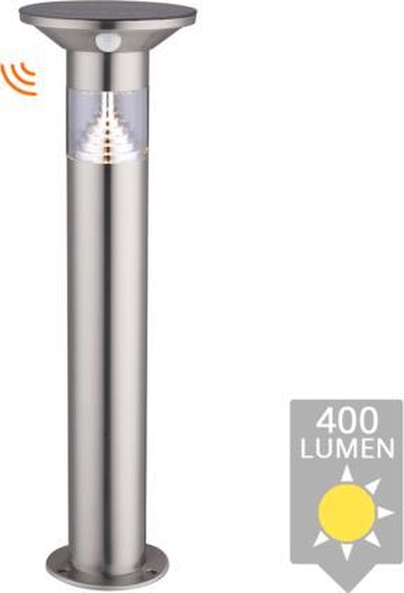 Per Gezondheid beroerte Solar staande lamp Luzern RVS Buitenlamp op zonne energie met  bewegingsensor | bol.com