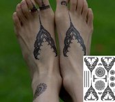 Plak Tattoos - Zwarte Henna Tattoo - Body Glitter - Tijdelijke Tatoeage - Festival Tattoe - Zomer feest tatoeage's - Festival Tattoo - Neptattoo- 1 vel Black Flowers