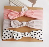 Haarband roze, grijs met wit en wit-zwart gestipt | baby | peuter | haar | accessoires| wit | zwart | roze | grijs | 3 stuks