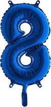 Folieballon cijfer 8 blauw (35cm)