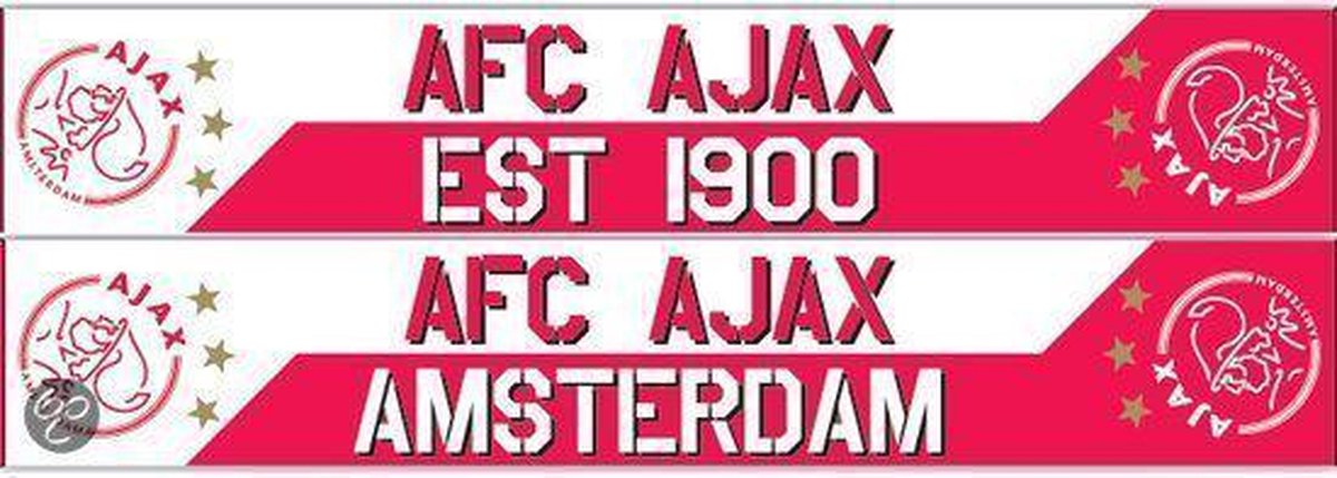 Sjaal wit-rd gebroken letters Ajax