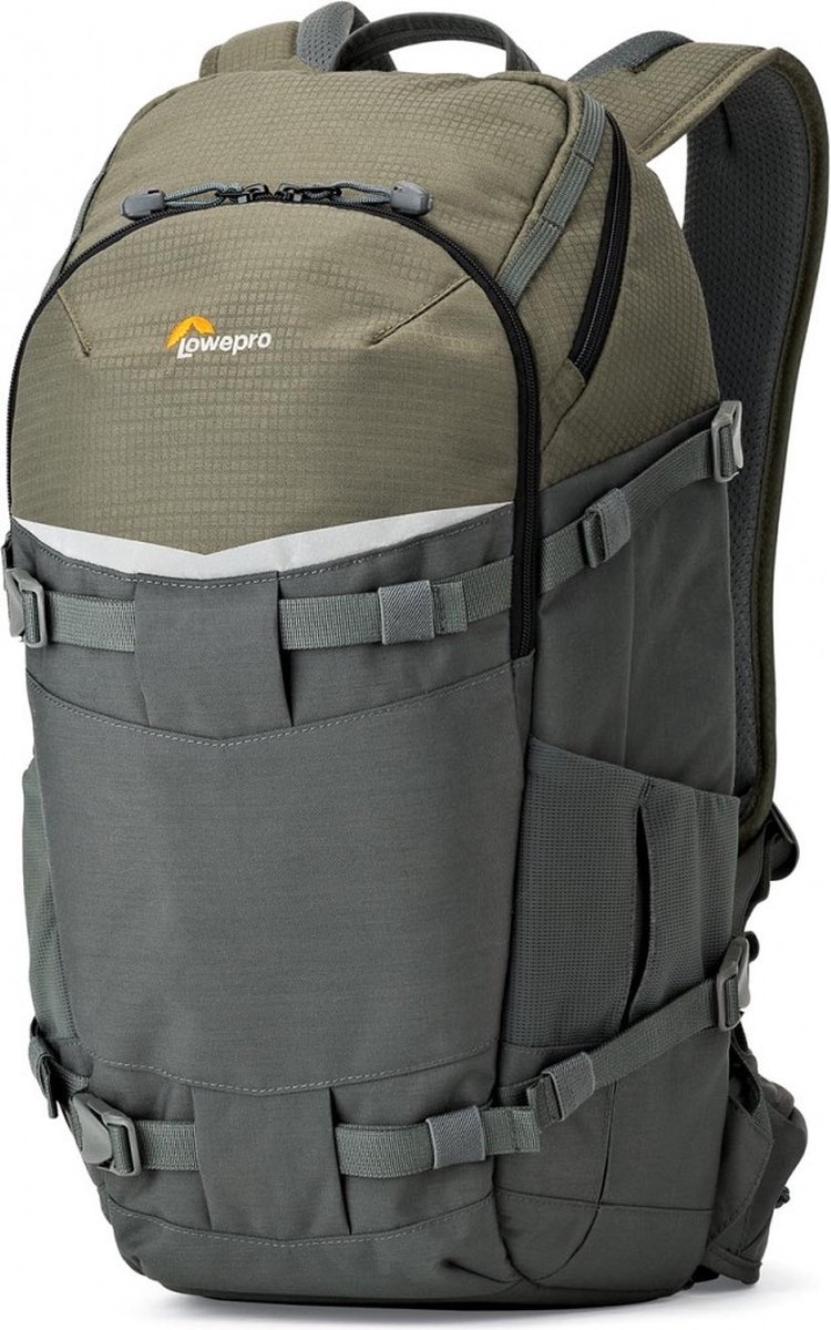 Lowepro Flipside Trek BP 350 AW - Fotorugzak - Cameravak openen via de achterkant - Grijs/Donker groen
