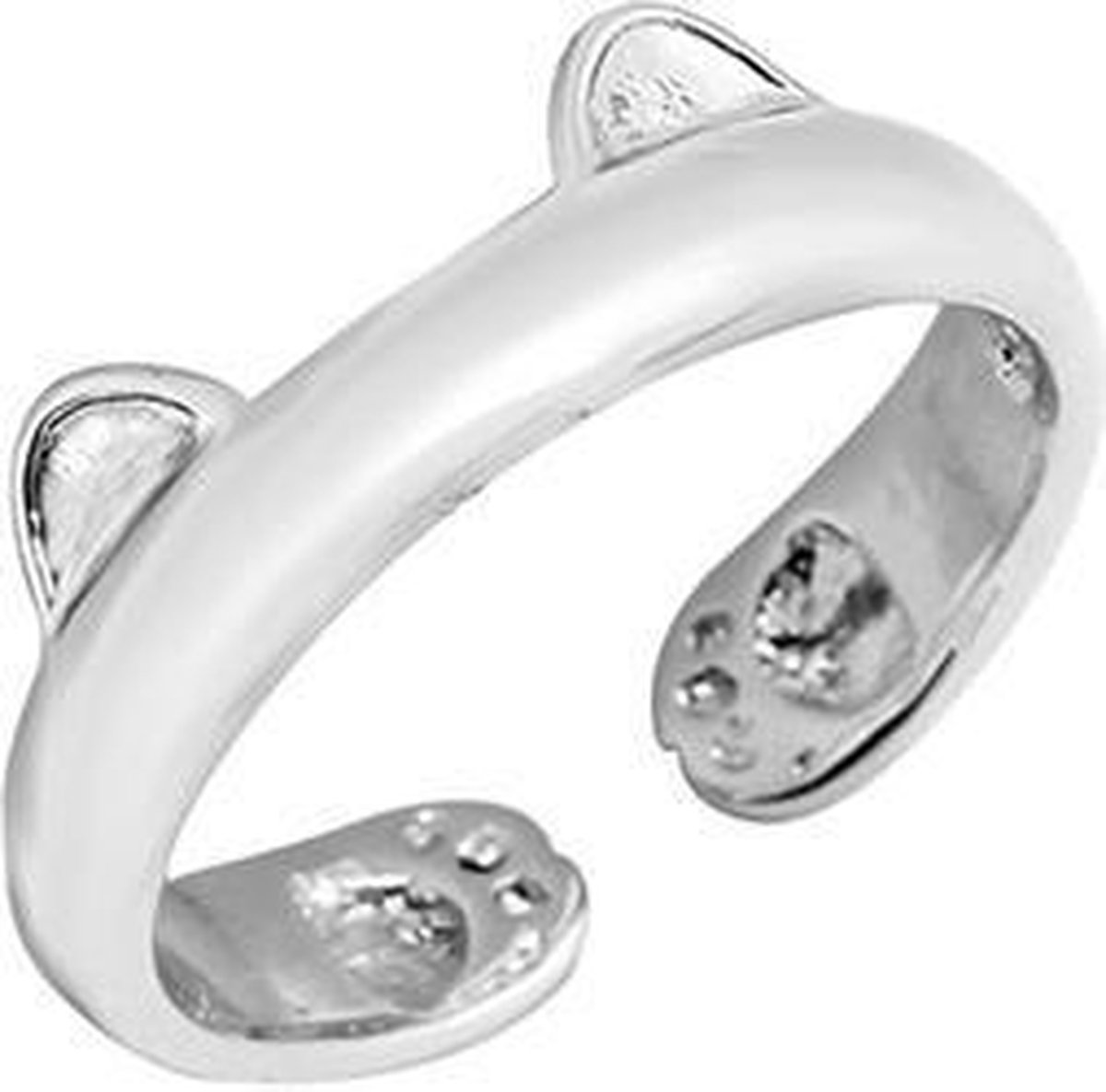 24/7 Jewelry Collection Huisdier Ring Verstelbaar - Oortjes - Verstelbare Ring - Zilverkleurig - Amodi