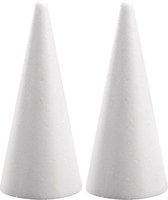 2x formes de cônes en polystyrène Hobby / DIY 21 cm - Matériaux de bricolage / matériau de base