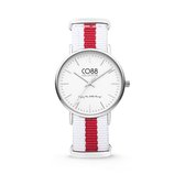 CO88 Collection Watches 8CW 10027 Horloge - Nato Band - Ø 36 mm - Wit / Rood