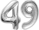 De Ballonnenkoning - Folieballon Cijfer 49 Zilver - 86 cm
