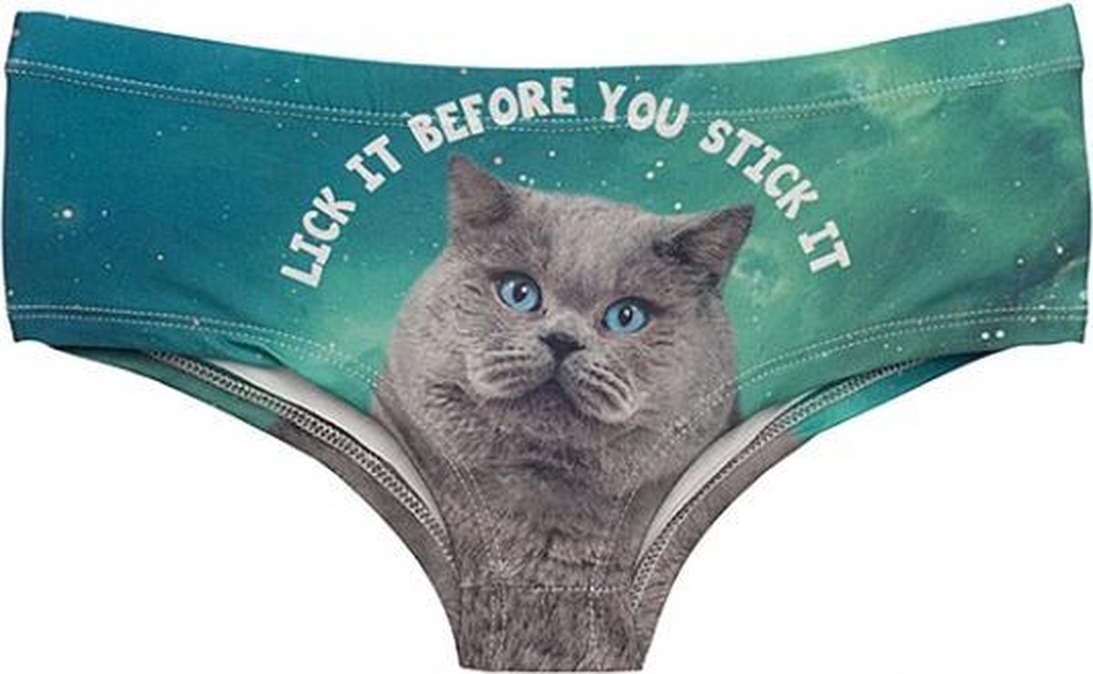 Fun ondergoed grijze kat print voor dames | bol.com