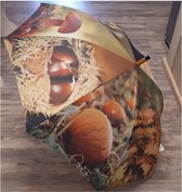 Paraplu herfst bladeren paddenstoelen en pompoen van Esschert design