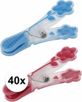 Wasknijpers met bloem dessin - 40 stuks - plastic knijpers / wasspelden