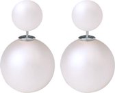 Fako Bijoux® - Boucles d'oreilles - Double Dots - Perle - Blanc laiteux