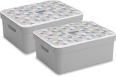 Sunware Sigma Home Opbergbox - 24L - 2 Boxen + 2 Deksels - Lichtgrijs/Triangel
