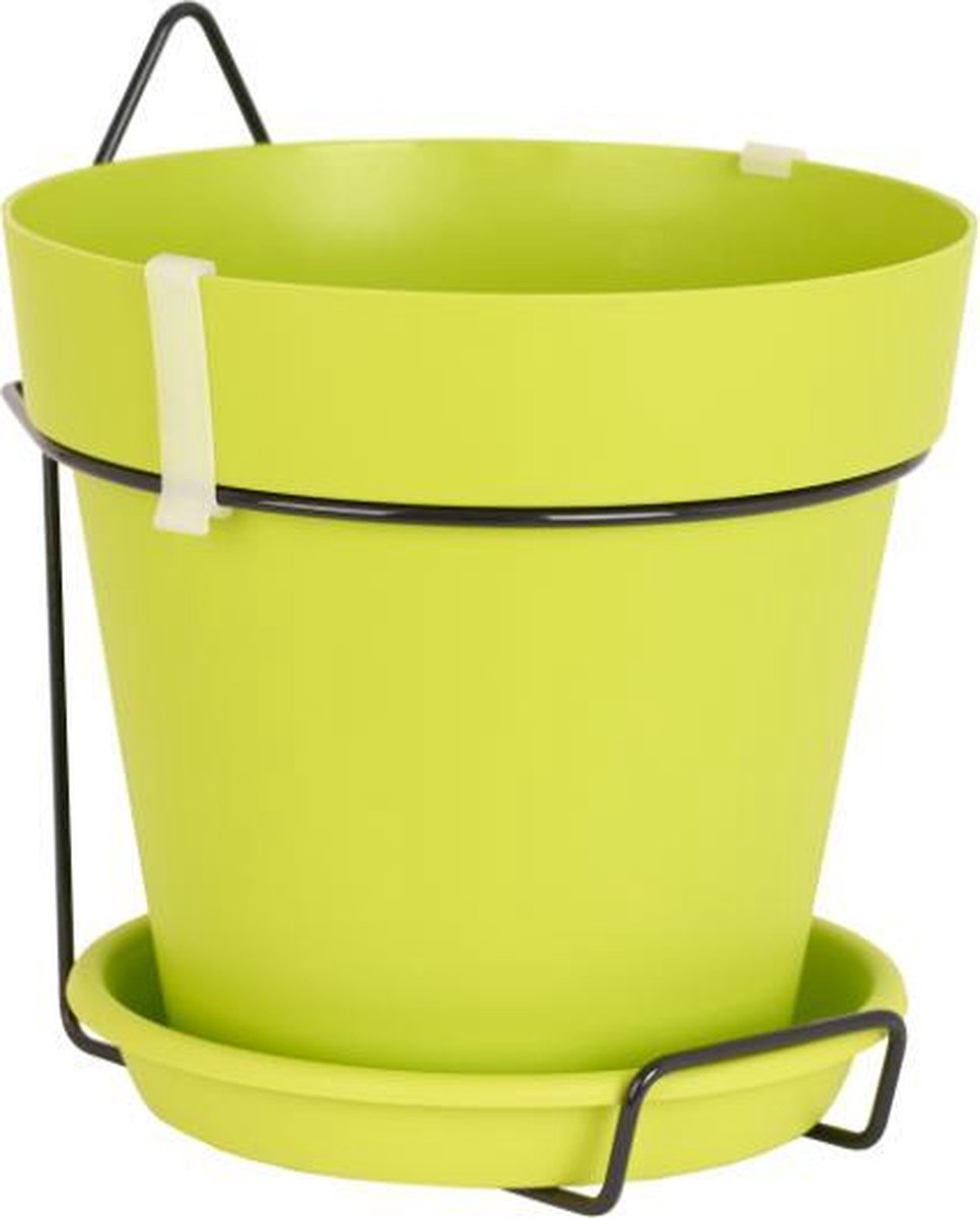 Buiten hangbloempot Capri Wall 20 Lime groen inclusief houder