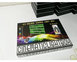 EXXO #20175 - LED MultiColour Lichtbak -  Afstandsbediening - A3 420x300x60mm - 128 letters, Zwart & Kleur + Emoji - USB kabel