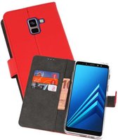 Booktype Telefoonhoesjes - Bookcase Hoesje - Wallet Case -  Geschikt voor Galaxy A8 Plus 2018 - Rood