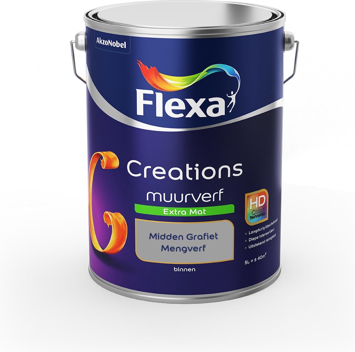 Flexa - Creations Muurverf Extra Mat - Midden Grafiet - Mengverf - 5 L – foto 7