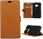 Litchi cover bruin wallet case hoesje HTC 10