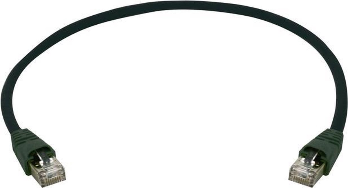 Telegärtner 100008101 RJ45 Netwerkkabel, patchkabel CAT 6A S/FTP 0.5 m Zwart Met anti-kniktule 1 stuk(s)