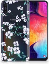 Bumper Housse Etui pour Samsung Galaxy A50 Coque Téléphone Fleur Blanche